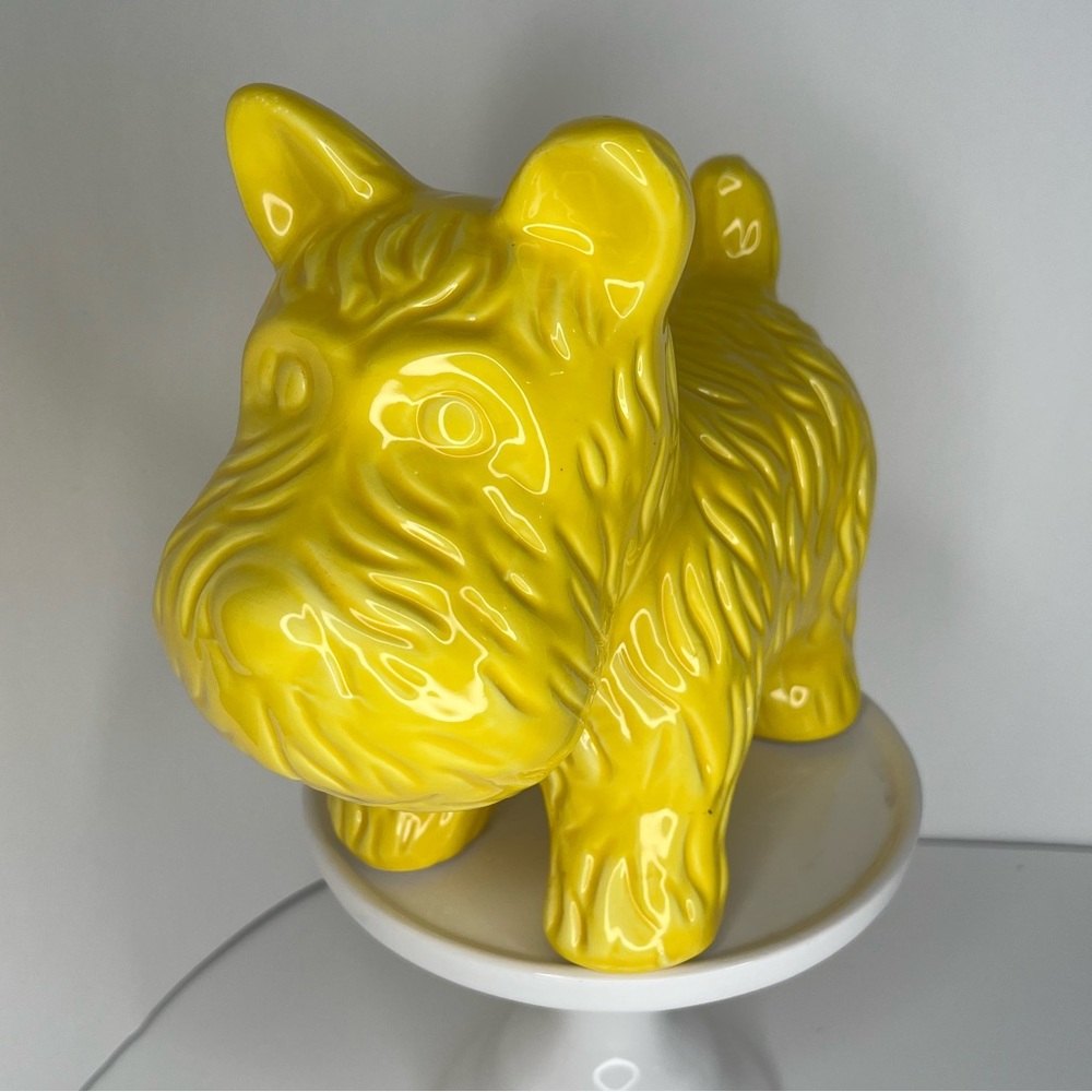 Ceramic Bright Yellow Terrier Dog Statue Home Decor - Picture 3 of 6